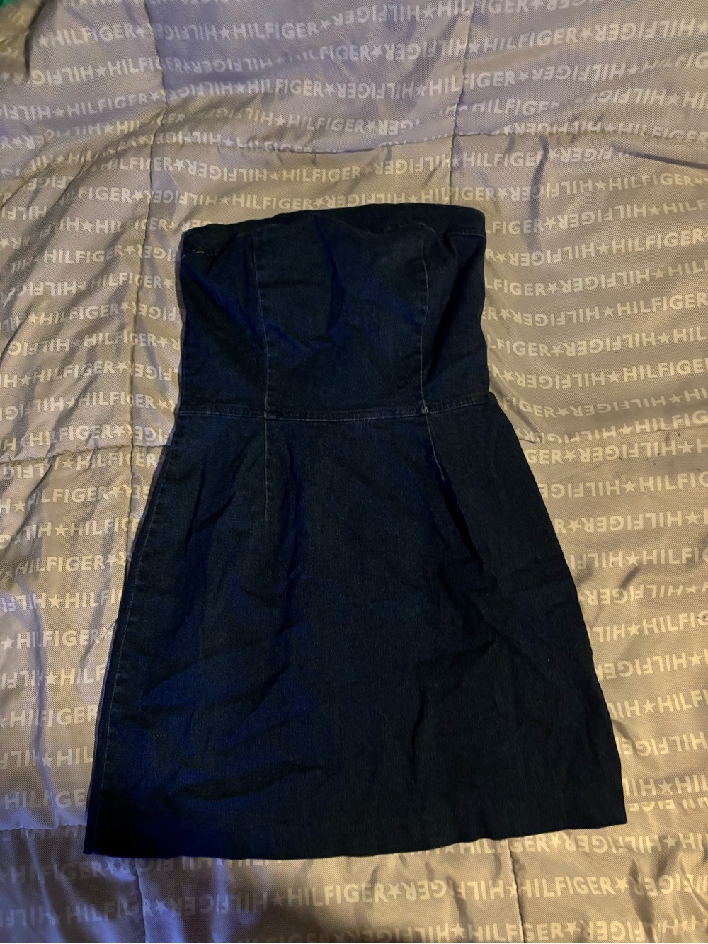 Newport News Strapless Dark Indigo Denim Dress
